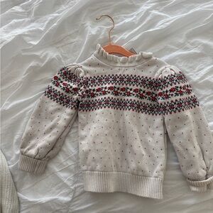 Janie and Jack Cream Fair Isle Turtleneck Sweater